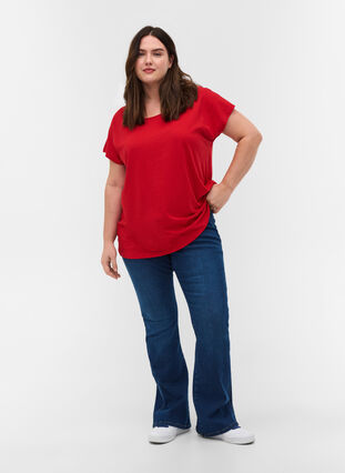 T-shirt en mélange coton, Tango Red, Model image number 2