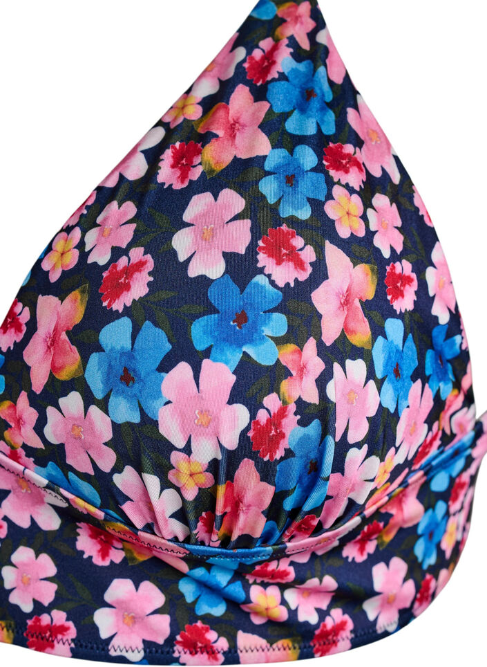 Bloemenbikini top met striksluiting aan de achterkant, Rood, Packshot image number 2