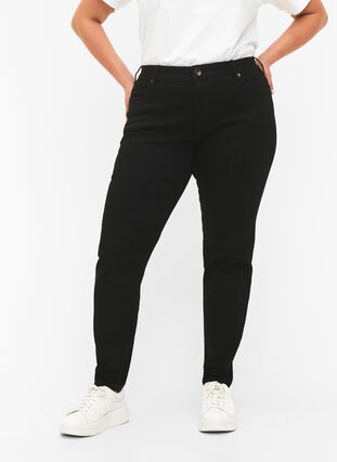 Slim-fit Emily jeans met normale taille, Black, Model image number 2