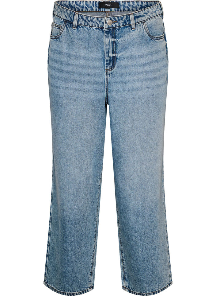 Jean Kiana &agrave; coupe droite et taille haute, Bleu, Packshot image number 0