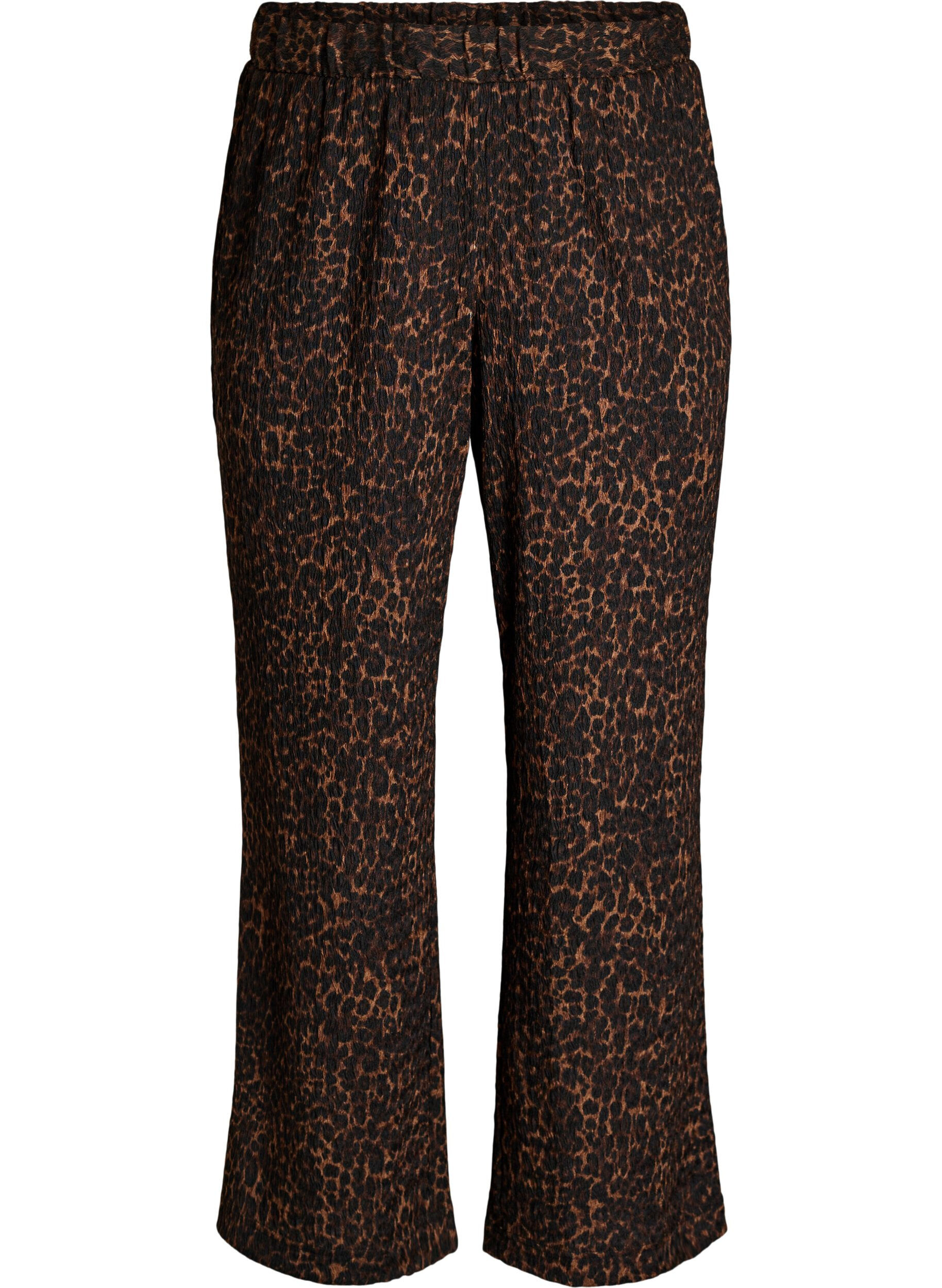 Zizzi Pantalon avec texture ondul&eacute;e, Marron, Packshot image number 0