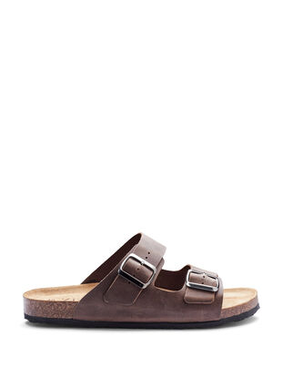Sandales en cuir avec boucles réglables, Brown, Packshot image number 0
