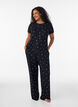 Pyjama top met bloemenprint en geribde textuur, Zwart, Model image number 1