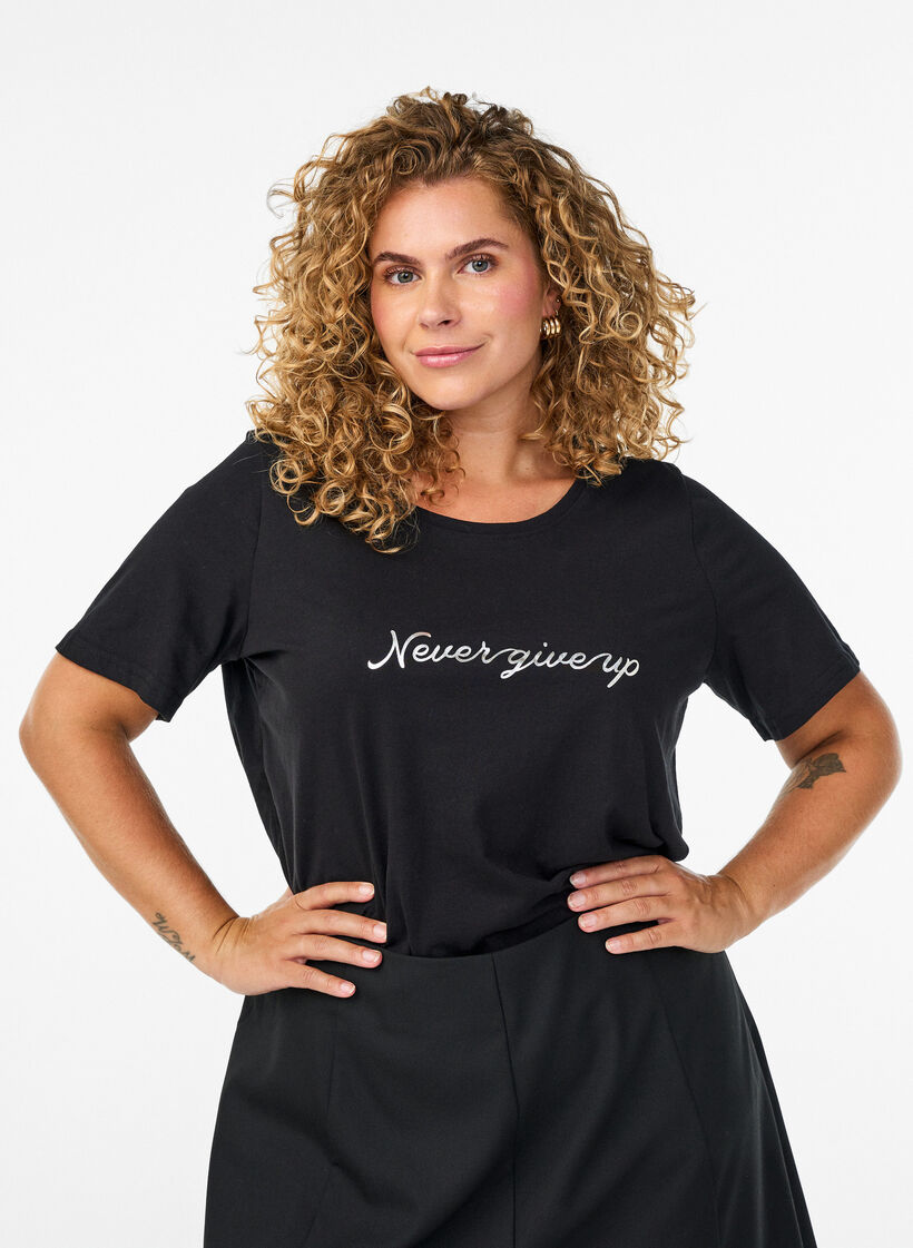 T-shirt imprim&eacute;, Noir, Model image number 0