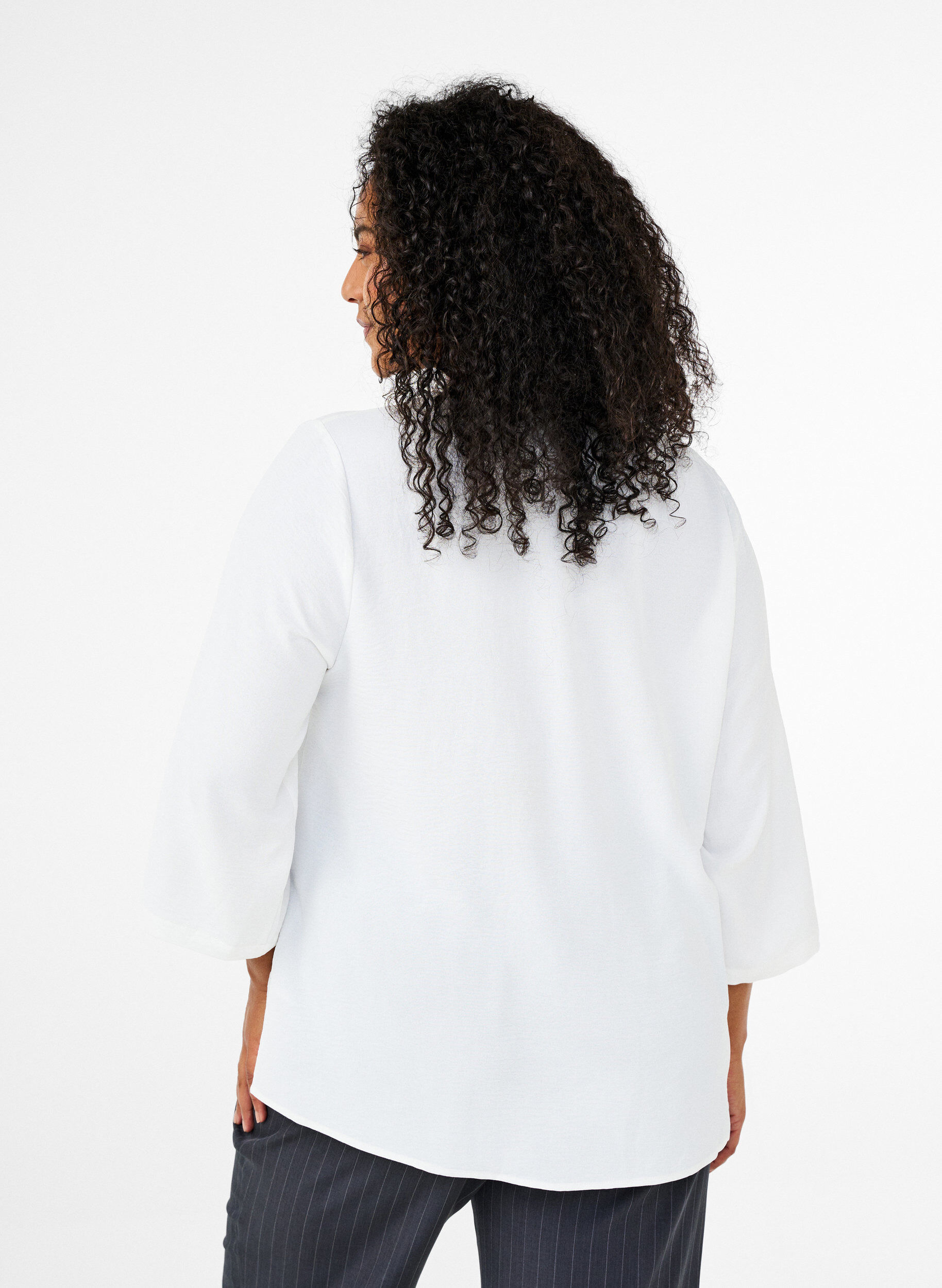 ZizziChemisier &agrave; manches 3/4, Vanille, Model image number 2