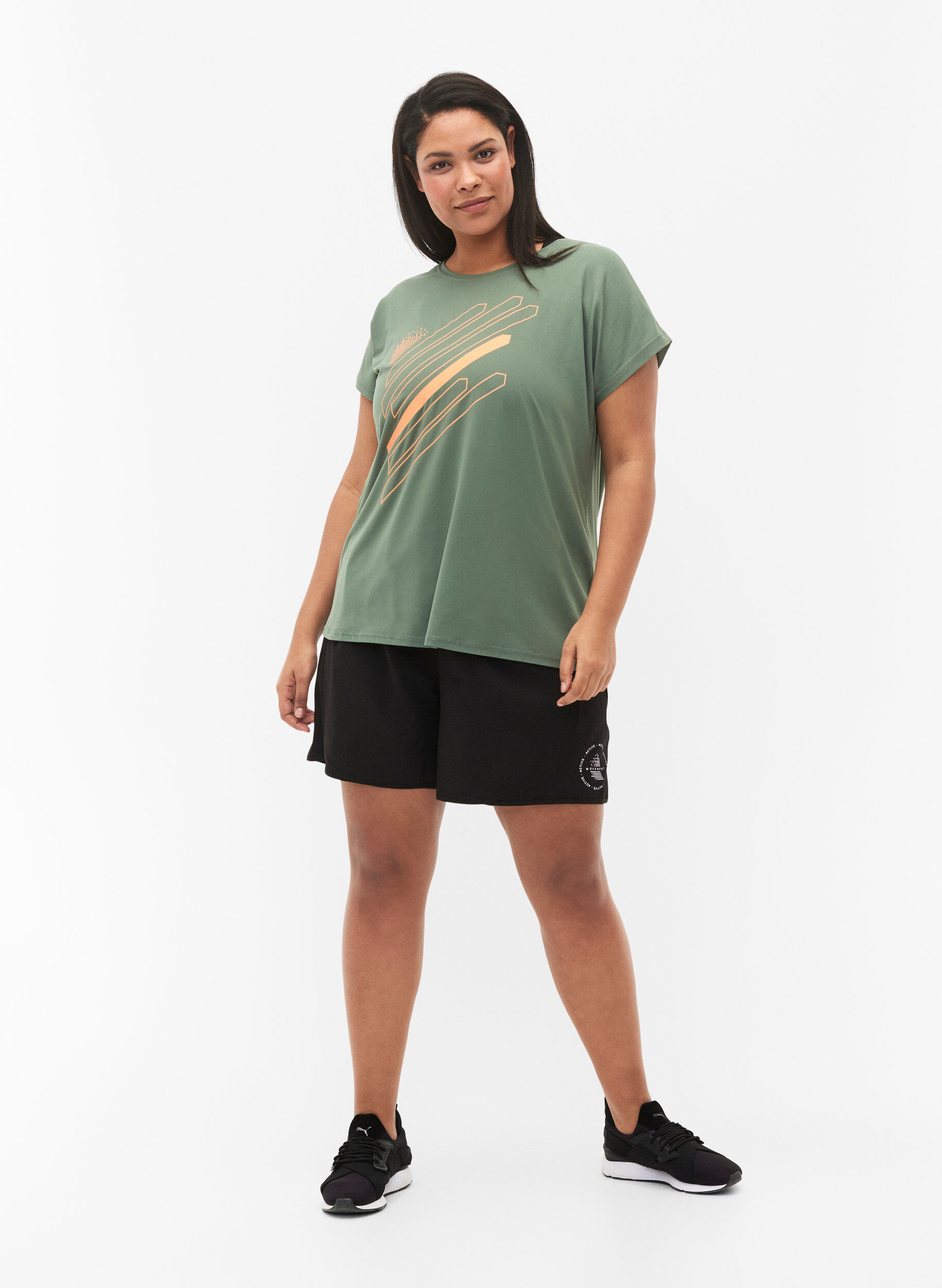 ZizziKorte mouw training t-shirt met print, Laurel W. w. Print, Model image number 2