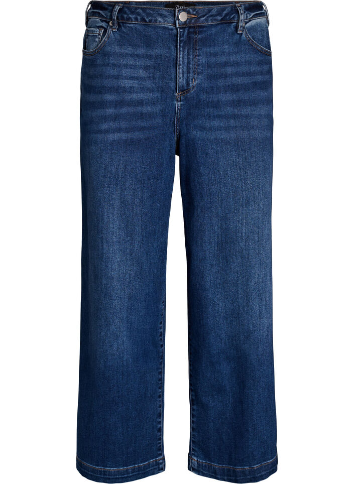 Kiana jeans met een straight-fit en hoge taille, Blauw, Packshot image number 0