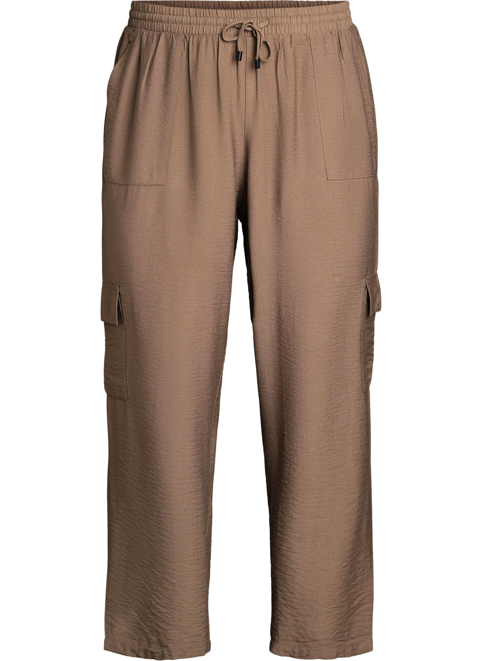 Zizzi Pantalon cargo taille haute, Beige, Packshot image number 0