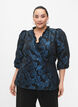 Jacquard wikkelblouse met 3/4 mouwen, Black Blue, Model image number 0