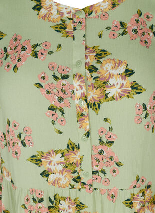 Viscose jurk met korte mouwen en a-lijn, Light Green April, Packshot image number 2
