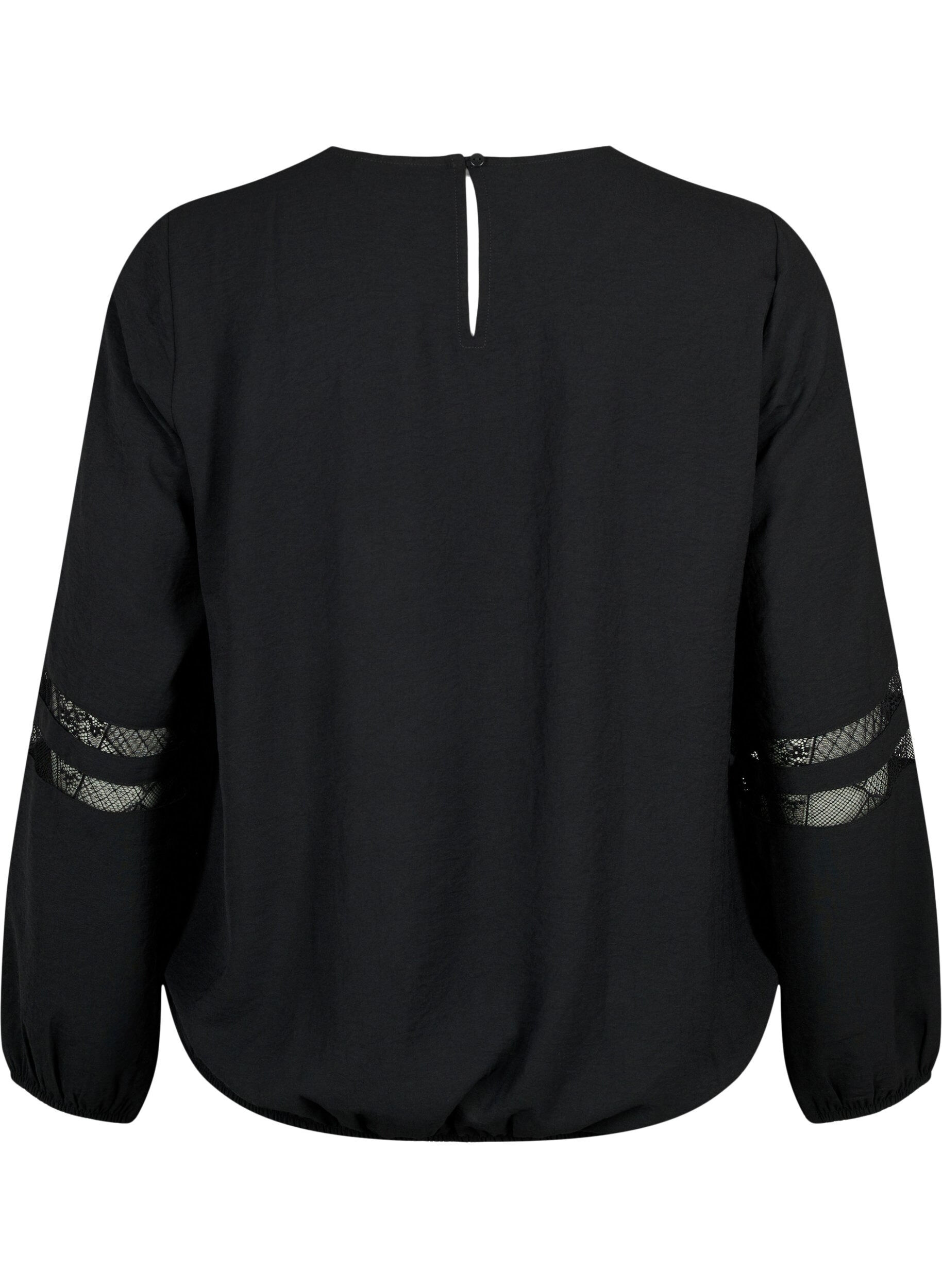 ZizziBlouse met lange mouwen en kant, Black, Packshot image number 1