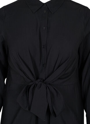 Lange overhemdblouse met knoop, Black, Packshot image number 2