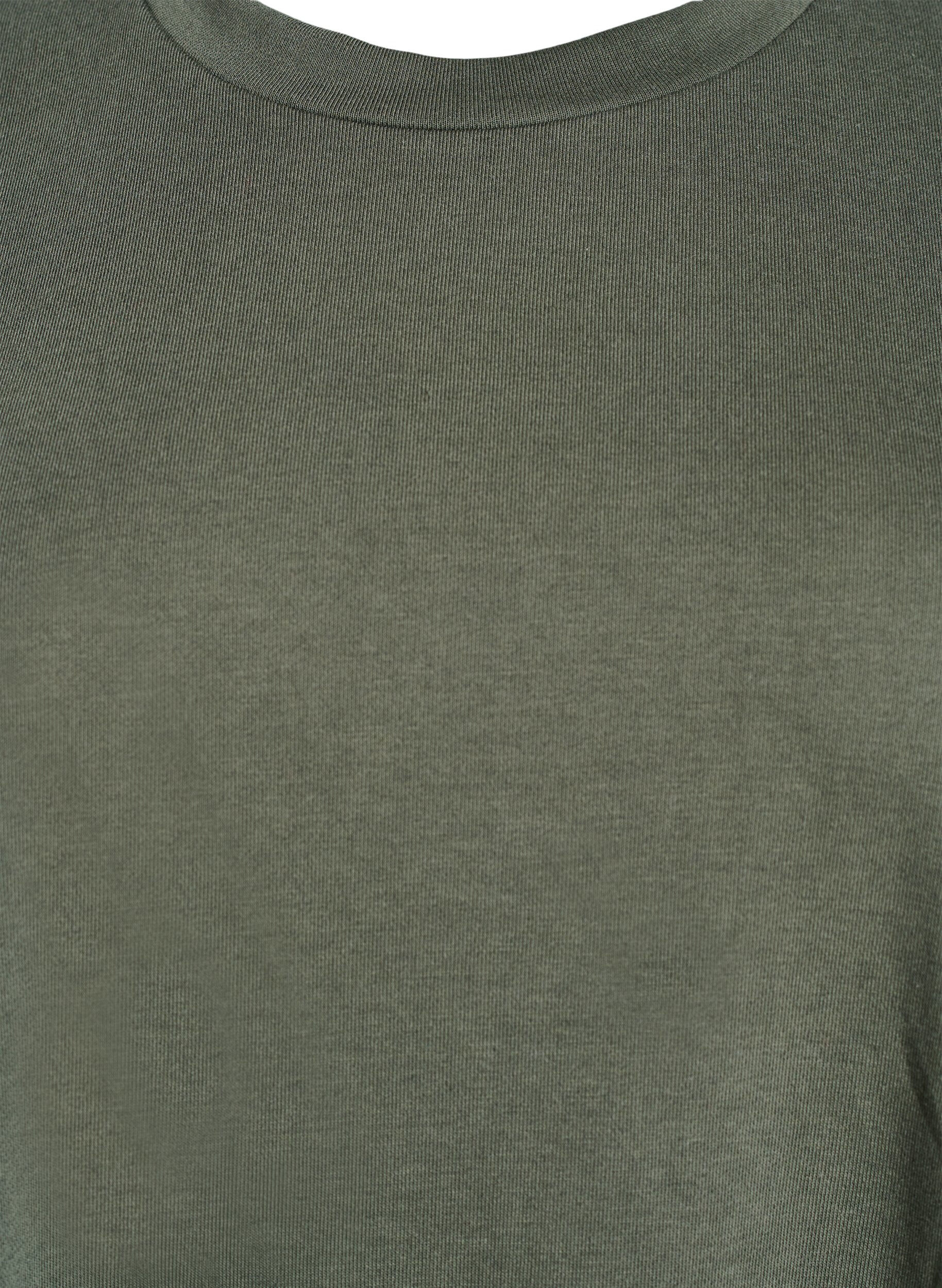 ZizziKnielange jerseyjurk met zakken en A-lijn vorm, Groen, Packshot image number 2