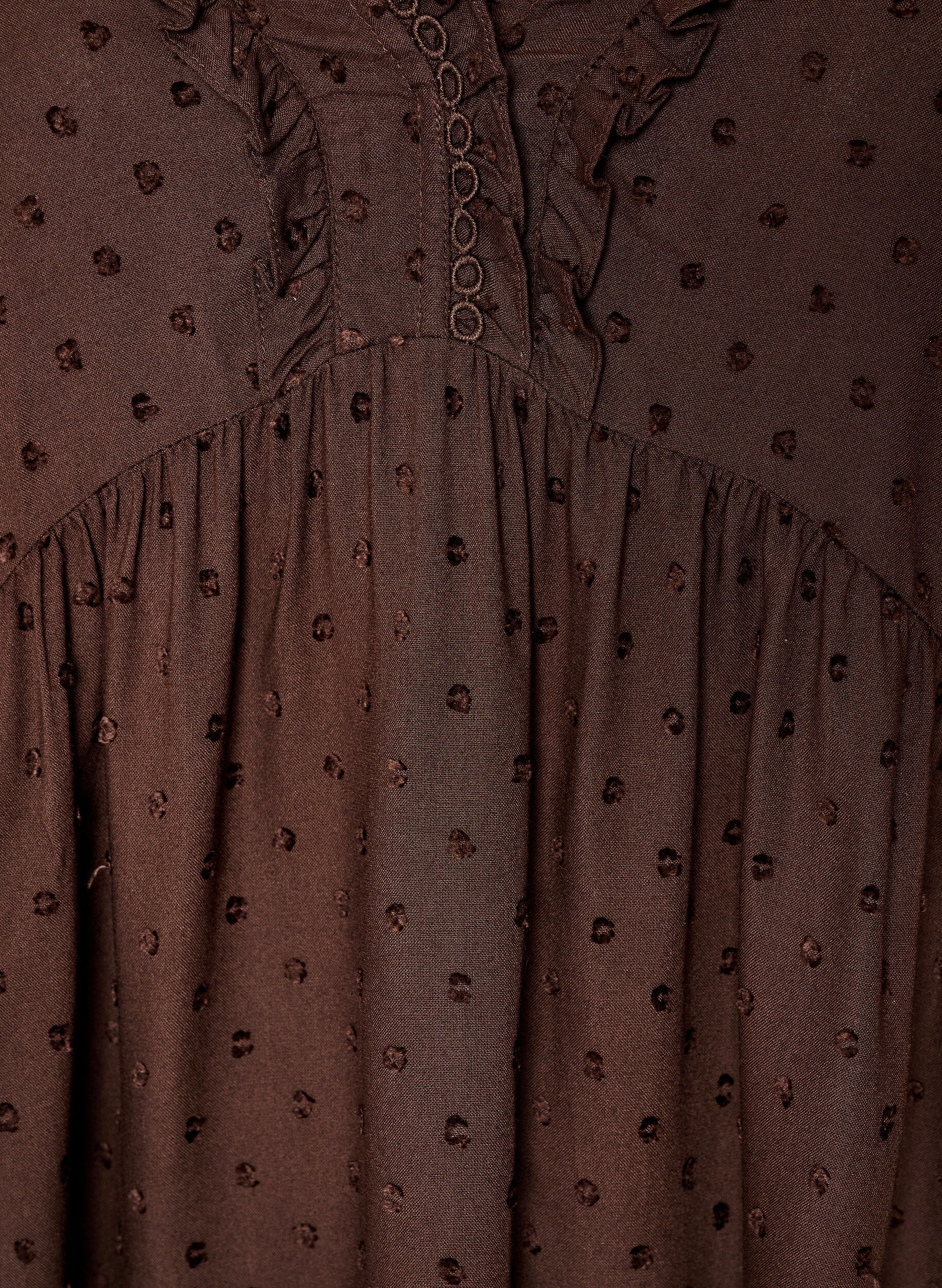 ZizziViscose blouse met een stippenstructuur en V-hals, Bruin, Packshot image number 2