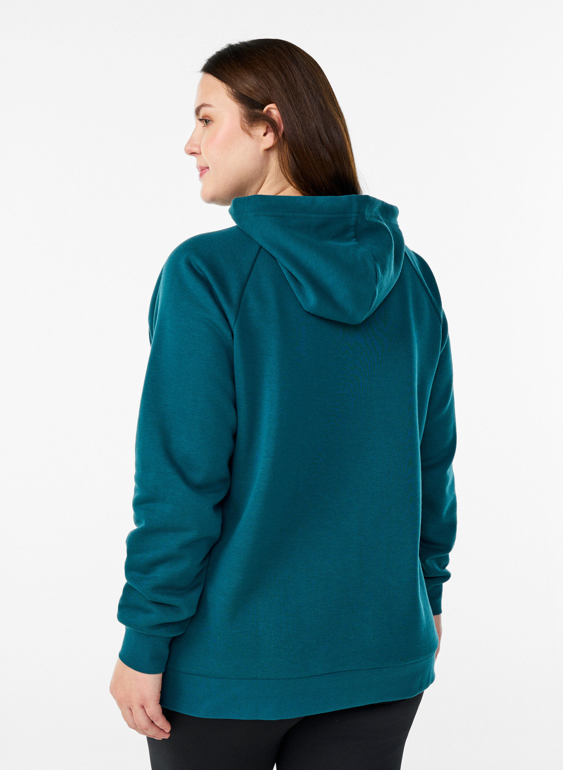 ZizziHoodie met geborduurd frontmotief, Groen, Model image number 2