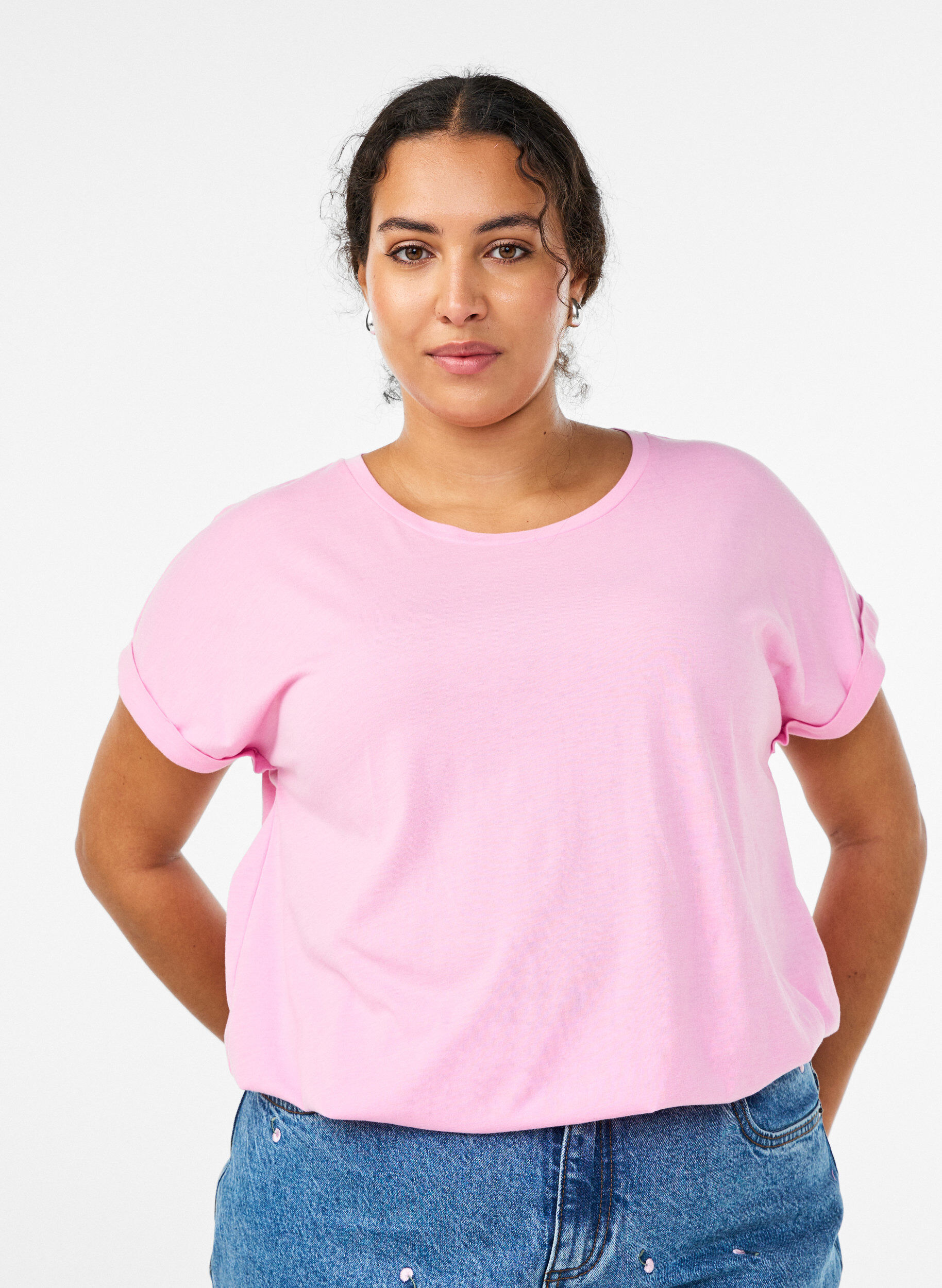 Zizzi2 packs de t-shirts &agrave; manches courtes, Rose, Model image number 0