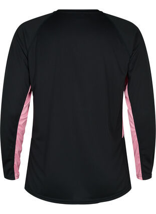 Ski onderhemd met contrast streep, Black w. Sea Pink, Packshot image number 1