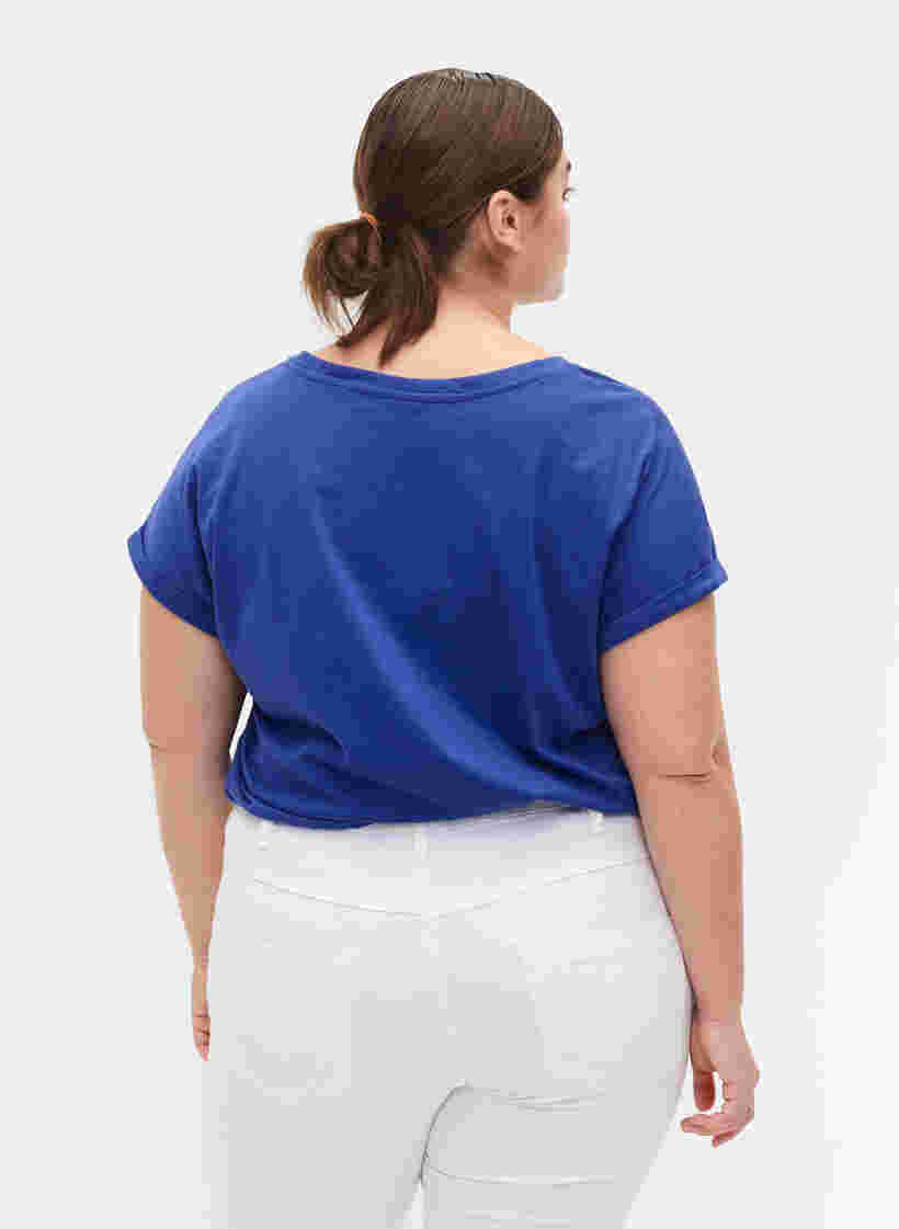 T-shirt met korte mouwen van katoenmix, Royal Blue, Model image number 1