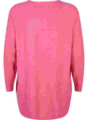 Gemêleerde gebreide blouse met knopen, Hot Pink White Mel., Packshot image number 1