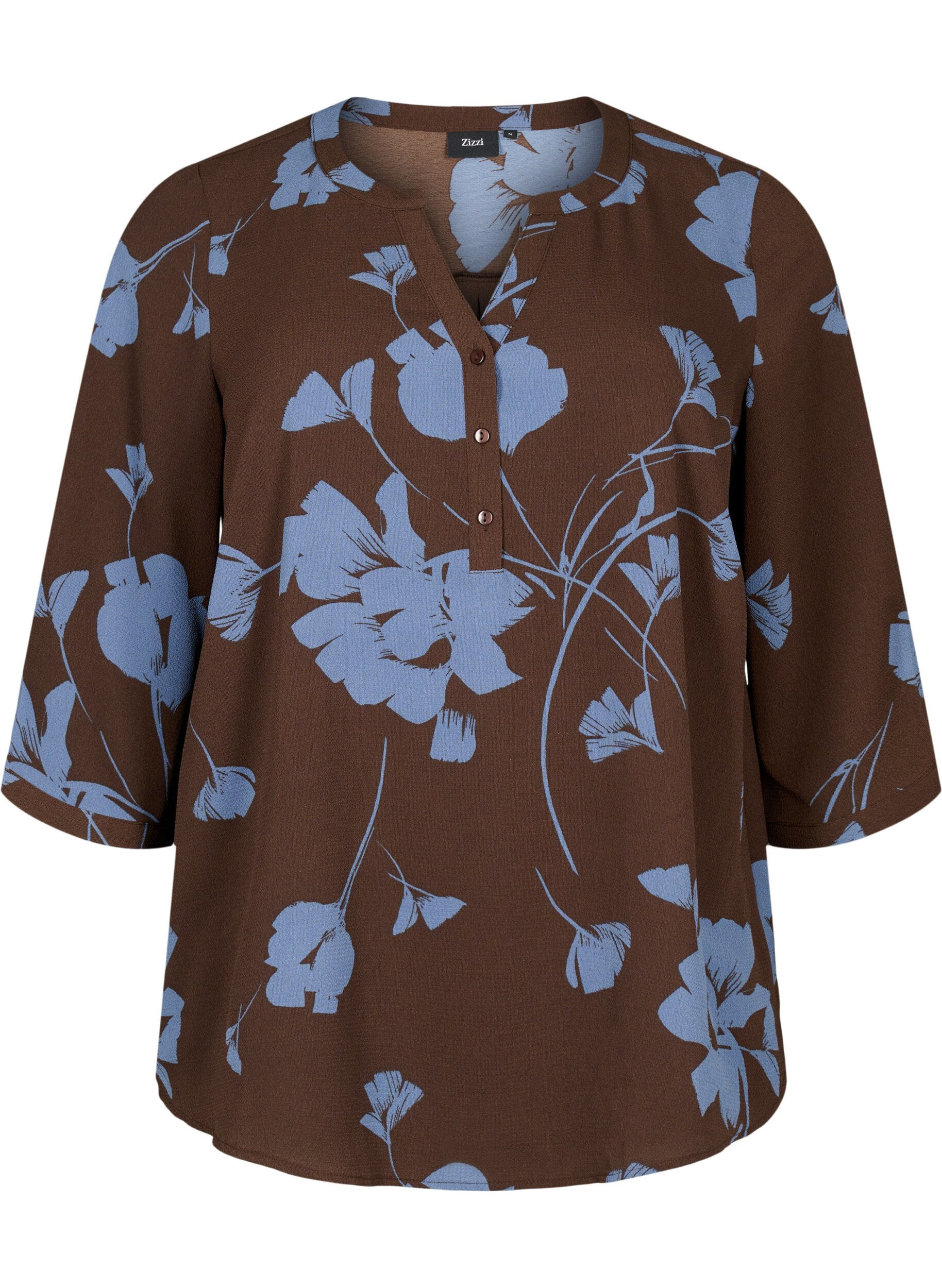 ZizziBlouse met bloemendesign en 3/4 mouw, Falcon Flower, Packshot image number 0