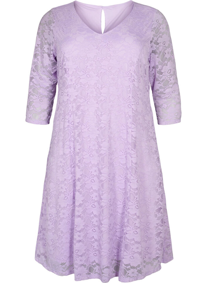 Robe en dentelle manches 3/4, Lavendula, Packshot image number 0