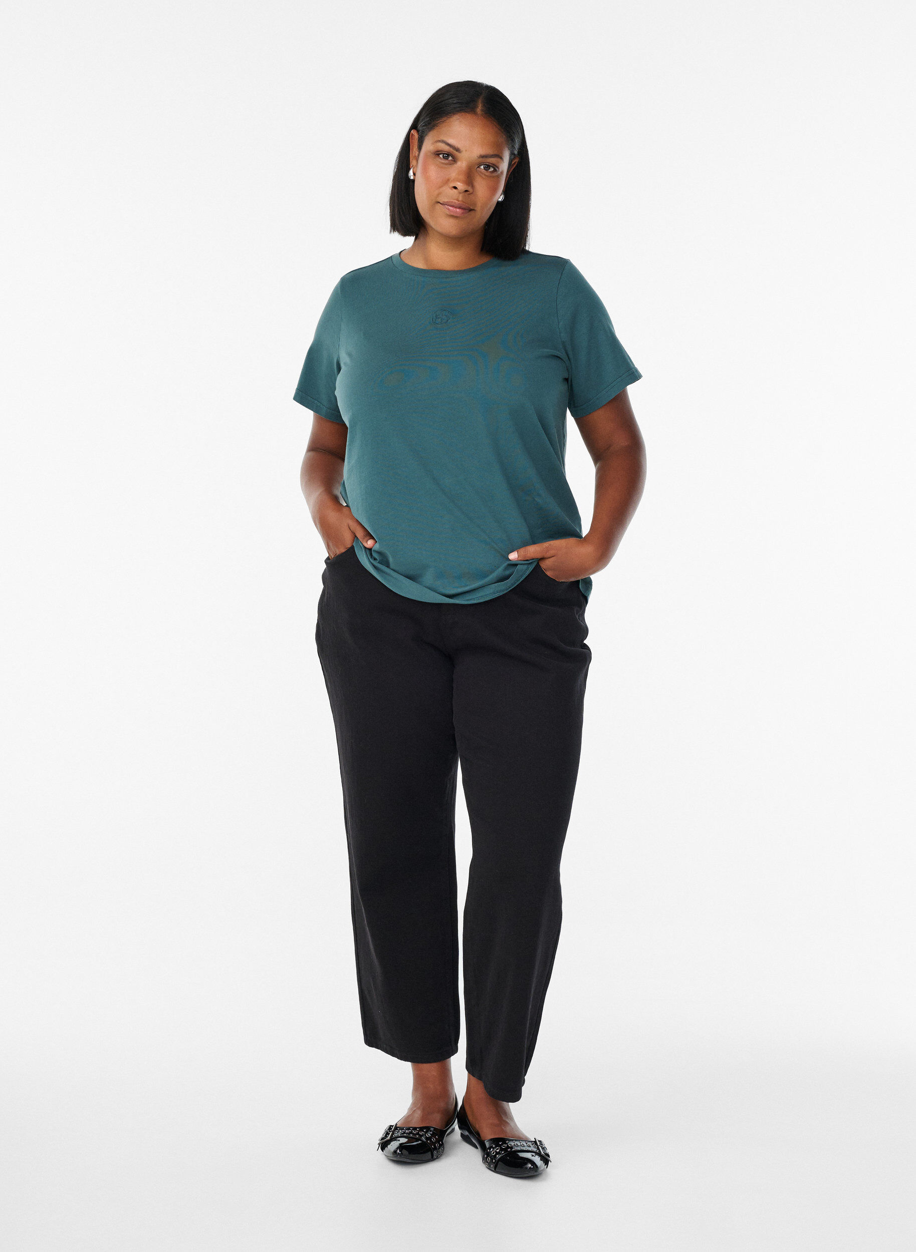 ZizziT-shirt in biologische katoen met een gewassen look, Blauw, Model image number 1