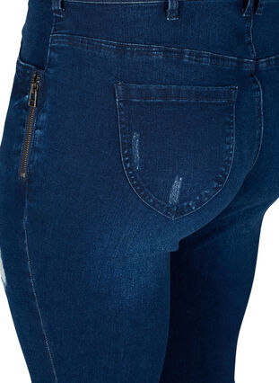 Super slim fit Amy jeans met slijtage, Dark blue denim, Packshot image number 3