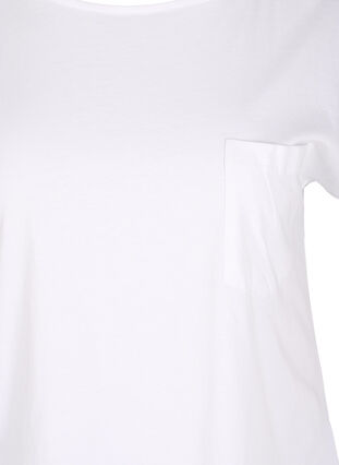 T-shirt van biologisch katoen met borstzakje, Bright White, Packshot image number 2