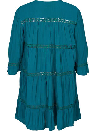 Viscose jurk met a-lijn en kanten lint, Pacific, Packshot image number 1