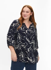 Bedrukte blouse met 3/4 mouwen, N. Blazer Swirl AOP, Model