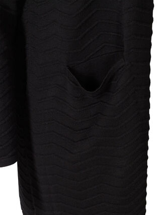 Lang gebreid vest met  patroon, Black, Packshot image number 3