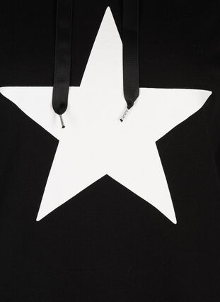 Sweatshirt met capuchon, Black w. white star, Packshot image number 3