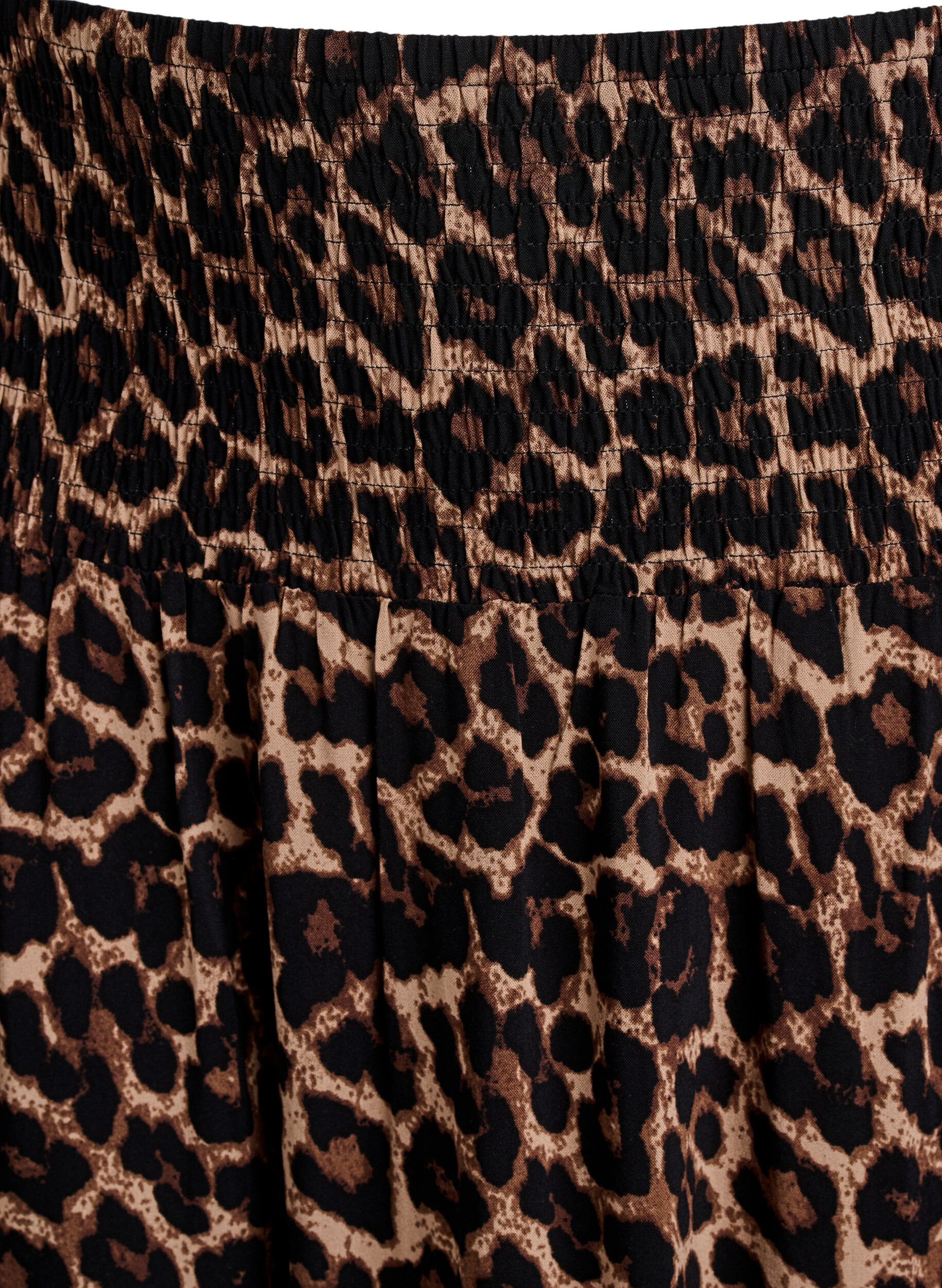 ZizziFLASH - Maxi rok in viscose met smokwerk, Bruin, Packshot image number 2