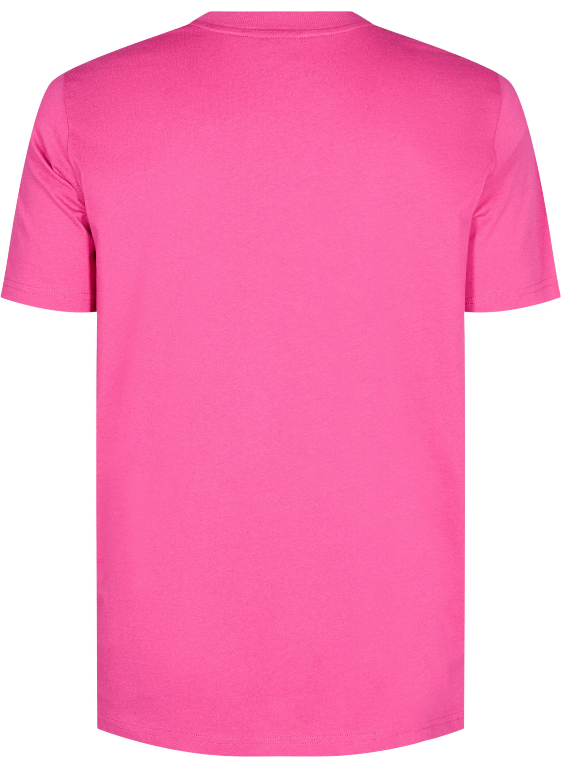 Zizzi T-shirt basique en coton &agrave; col rond, Rose, Packshot image number 1