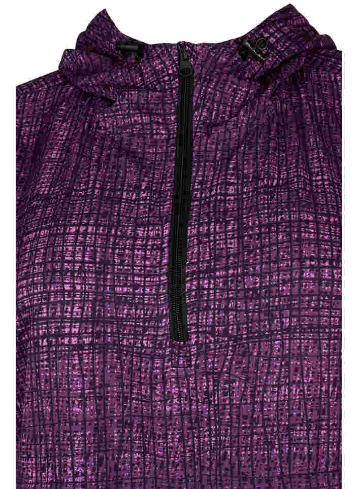 Sportieve anorak met rits en zakken, Square Purple Print, Packshot image number 2