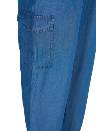 Pantalon cargo en look denim avec poches, Medium Blue, Packshot image number 3