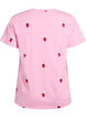 T-shirt in biologisch katoen met geborduurde motieven, Roze, Packshot image number 1