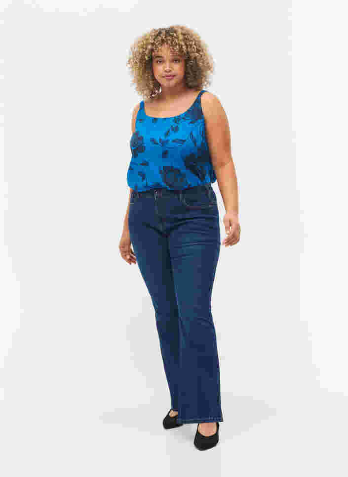 Ellen bootcut jeans met hoge taille, Dark Blue, Model
