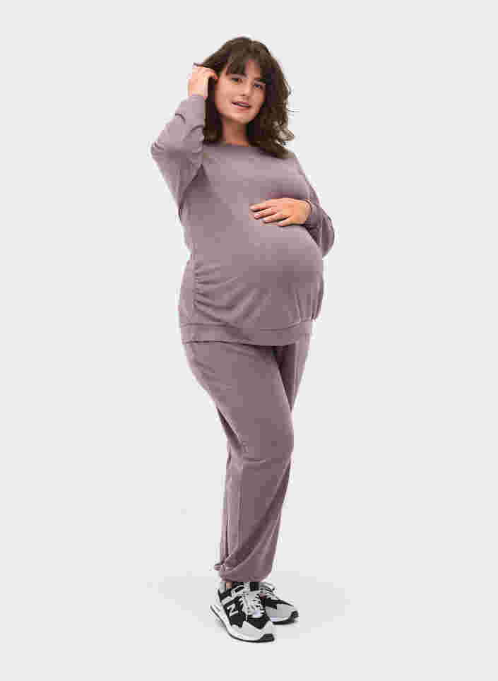 Zwangerschapstrui  met geribbelde randen, Iron, Model image number 2