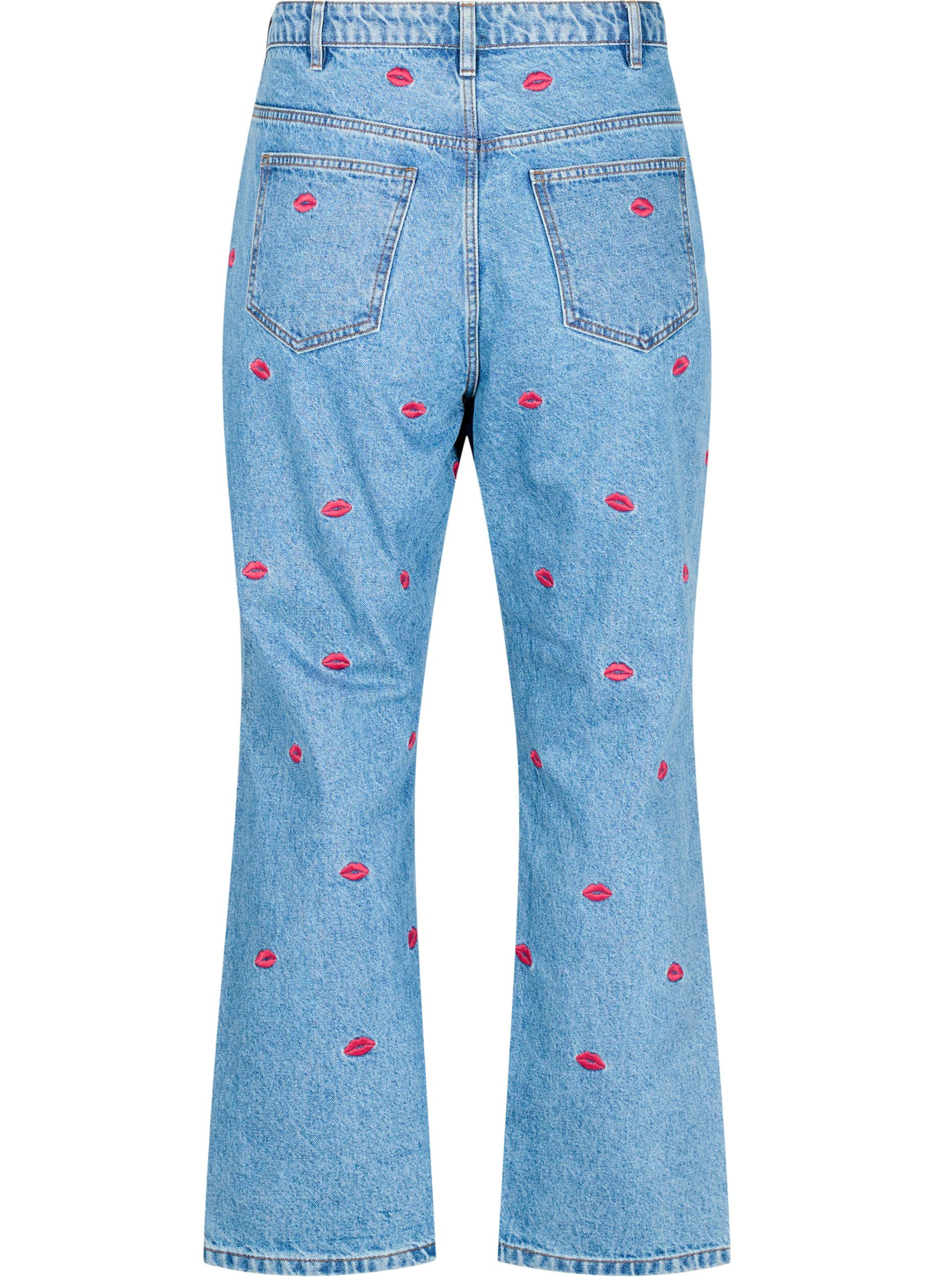 Zizzi Jean Gemma &agrave; taille haute et &agrave; d&eacute;cor l&egrave;vres, Bleu, Packshot image number 1