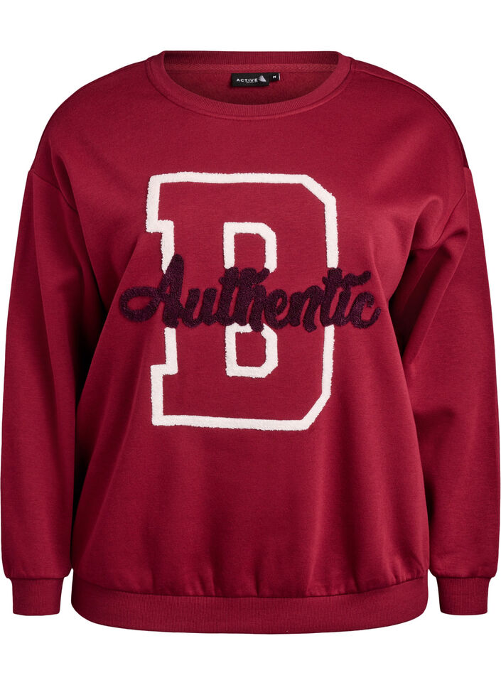 Sweat avec inscription en bouclette, Bordeaux fonc&eacute;, Packshot image number 0