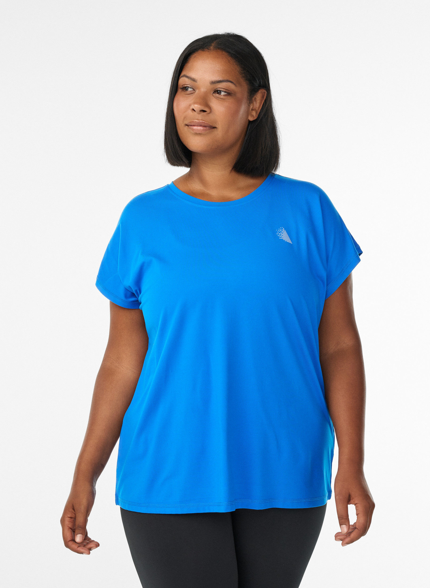 T-shirt de sport couleur unie, Bleu intense, Model