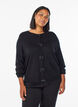 Cardigan met parelgeborduurde strikken en drukknoopjes, Zwart, Model image number 0