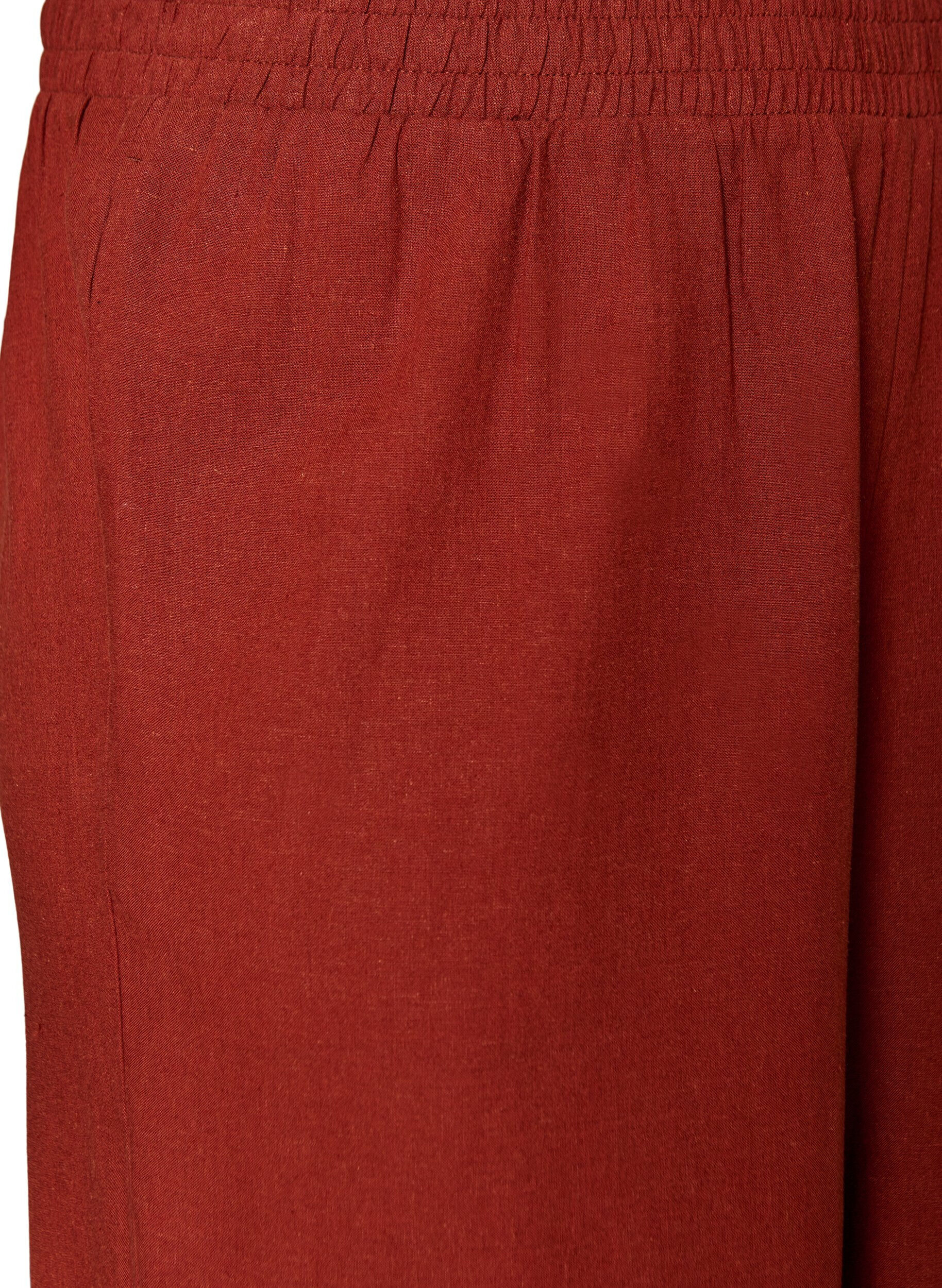 ZizziPantalon large en lin et viscose, Bordeaux, Packshot image number 2
