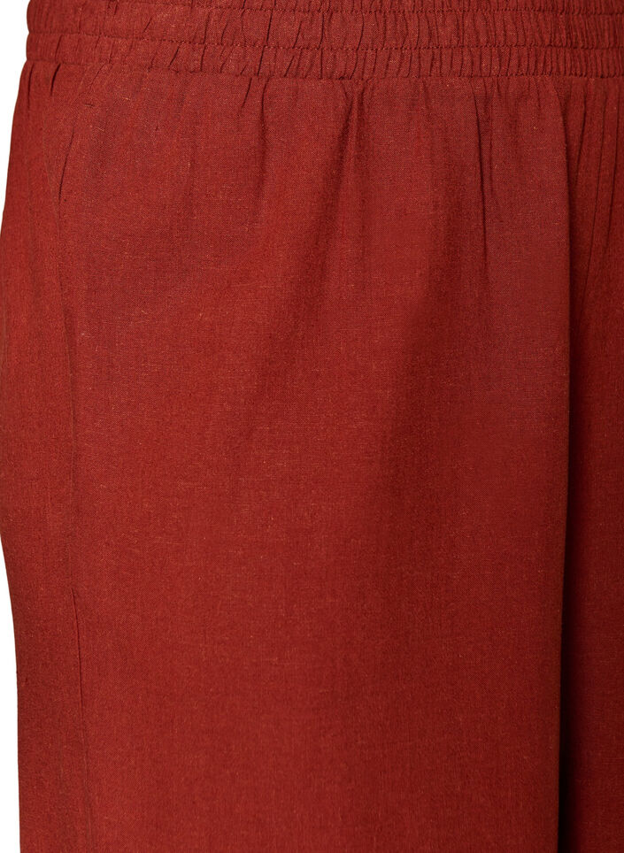 Pantalon large en lin et viscose, Bordeaux, Packshot image number 2