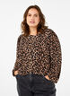 Blouse met lange mouwen en luipaardprint, Bruin, Model image number 0