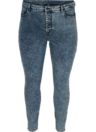 Cropped Bea jeans met extra hoge taille, Blue Snow Wash, Packshot image number 0