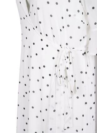 Robe midi à pois avec effet cache-cœur, Bright White w. Dots, Packshot image number 3