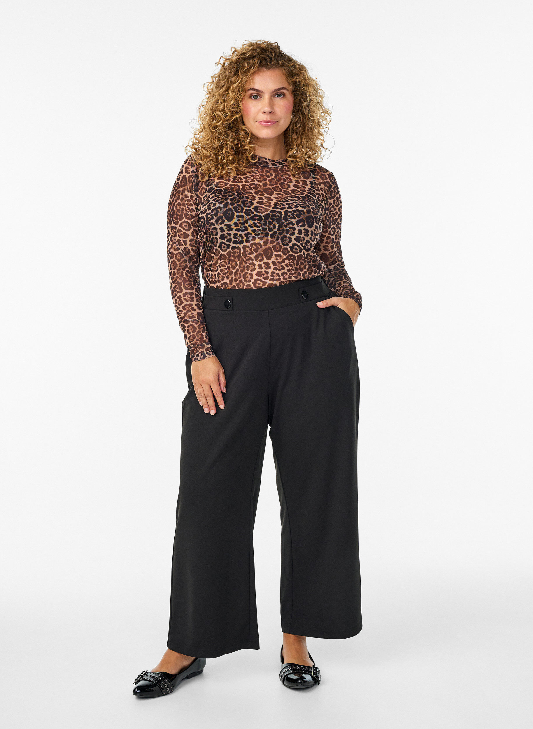 ZizziLosse broek met zakken, Zwart, Model image number 0