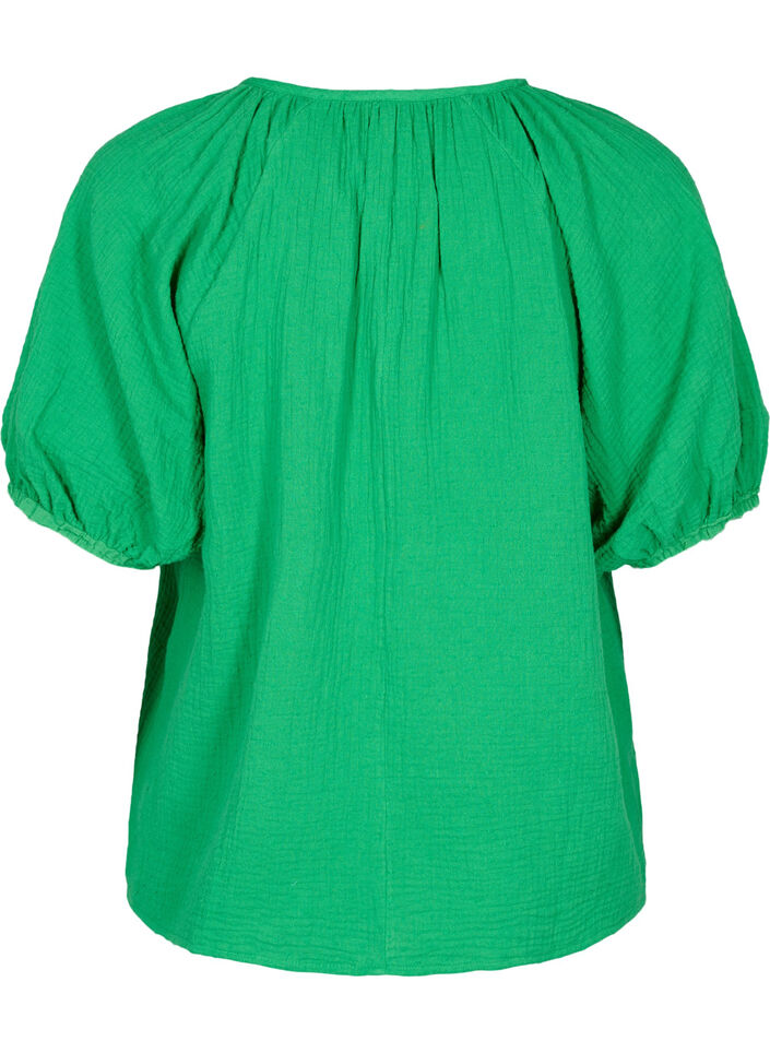 Katoenen blouse met korte mouw, Bright Green, Packshot image number 1